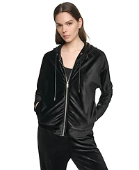 Dkny Sport Women's Full Zip Velour Hoodie