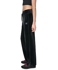 Dkny Sport Women's Mid-Rise Velour Wide-Leg Track Pants