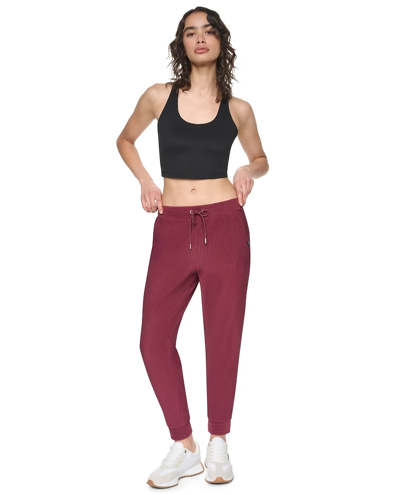 Dkny Women's Tech Ottoman Cuffed High Rise Joggers