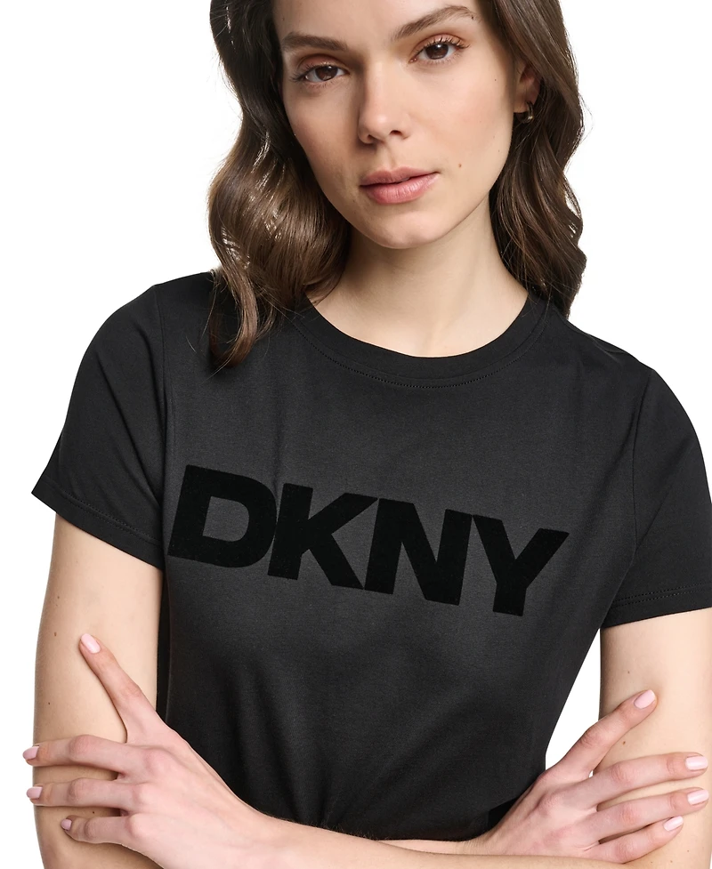 Dkny Sport Women's Flocked Logo Crewneck T-Shirt