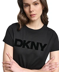 Dkny Sport Women's Flocked Logo Crewneck T-Shirt