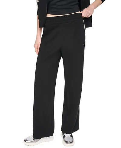 Dkny Sport Women's High-Rise Modified Wide-Leg Side-Stripe Pant
