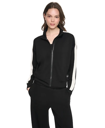 Dkny Sport Women's Side Stripe Scuba Full Zip Jacket