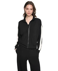 Dkny Sport Women's Side Stripe Scuba Full Zip Jacket