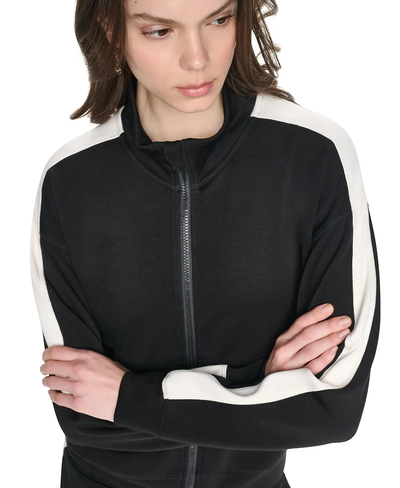Dkny Sport Women's Side Stripe Scuba Full Zip Jacket