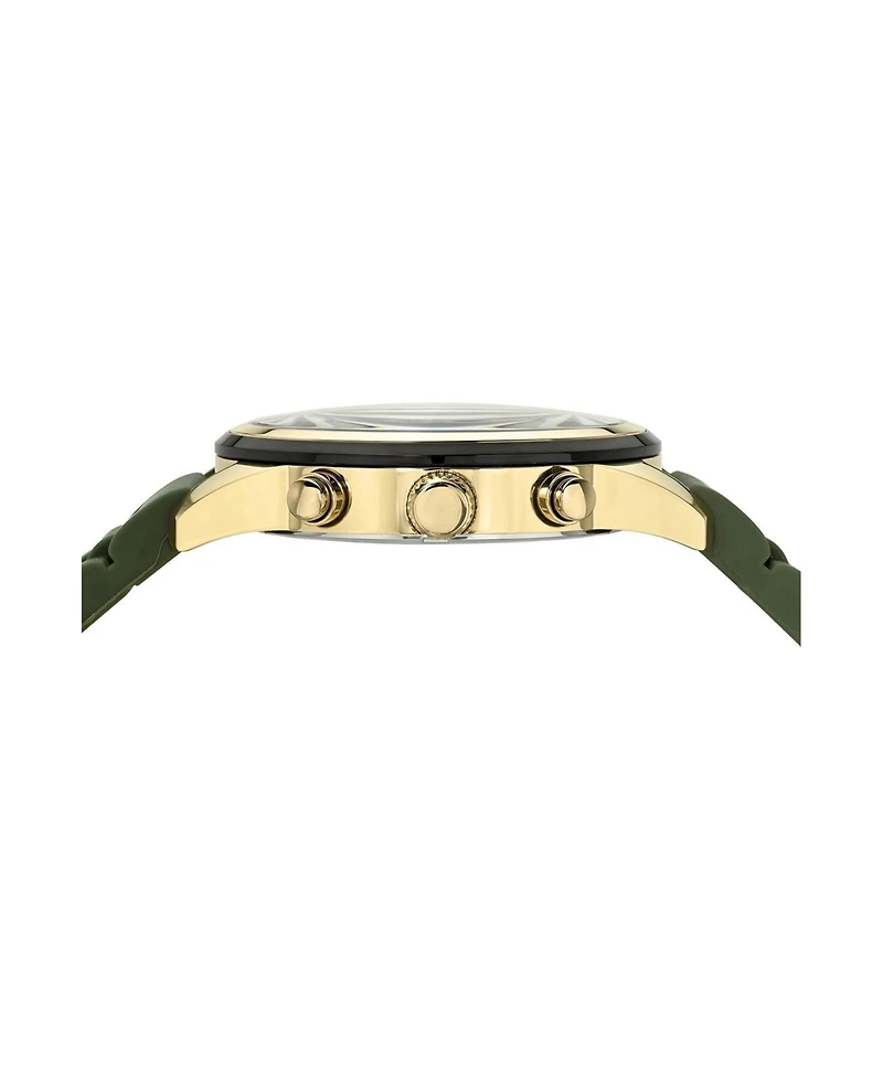 Porsamo Bleu Men's Logan Chronograph Green Silicone Strap Gold Tone Watch 44 mm