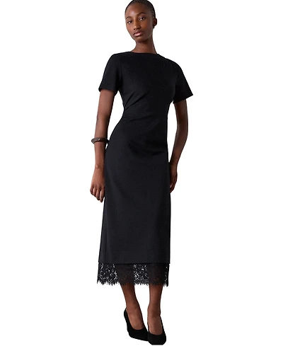 Whistles Women's Ponte Detachable Lace Dress