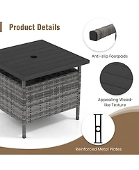 Mecale 22 in Patio Side Table with Wood-Look Top and 2 in Umbrella Hole