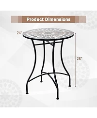 Mecale 24 Round Mosaic Bistro Table with Ceramic Tile Top, Holds 110 lbs