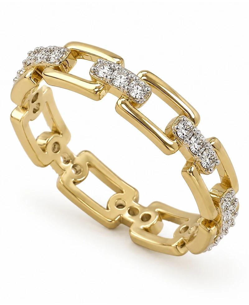 And Now This Cubic Zirconia 18K Gold Plated Link Ring