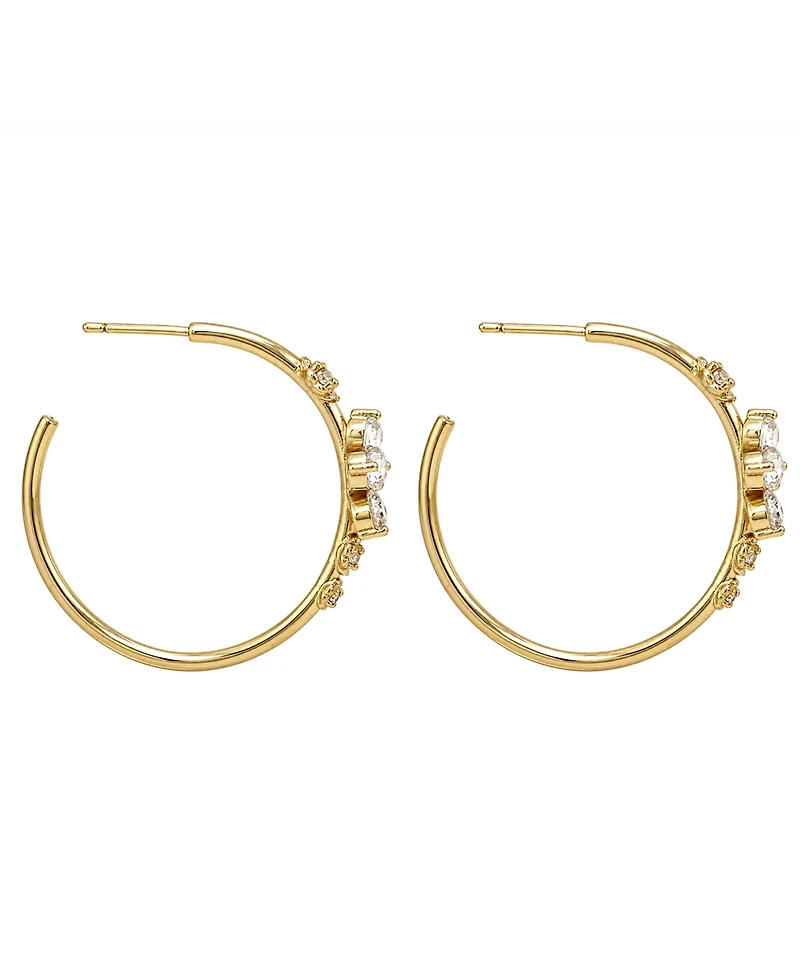 And Now This Cubic Zirconia 18K Gold-Plated Flower C Hoop Earring
