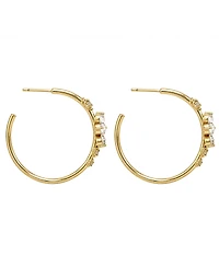 And Now This Cubic Zirconia 18K Gold-Plated Flower C Hoop Earring