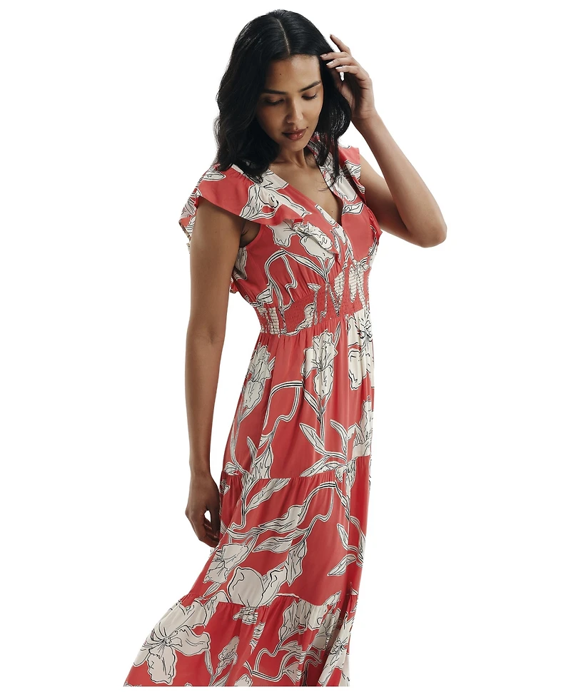Finery London Women's Mattie V-Neck Tiered Midi Dress