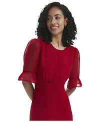 Finery London Women's Jennifer Short Sleeve Chiffon Midi Dress