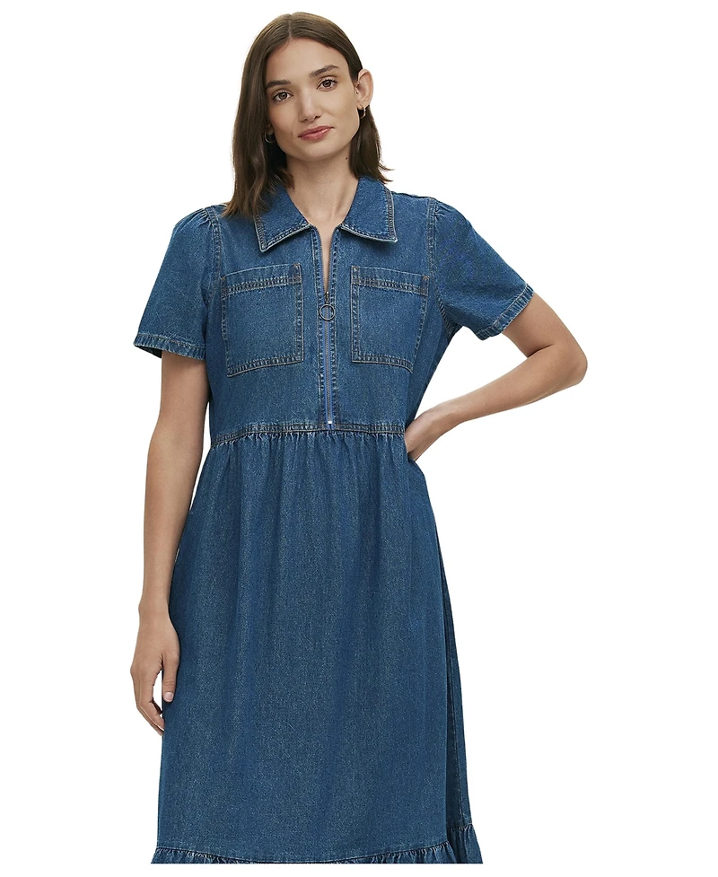 Finery London Women's Tania Denim Midi Shirt Dress