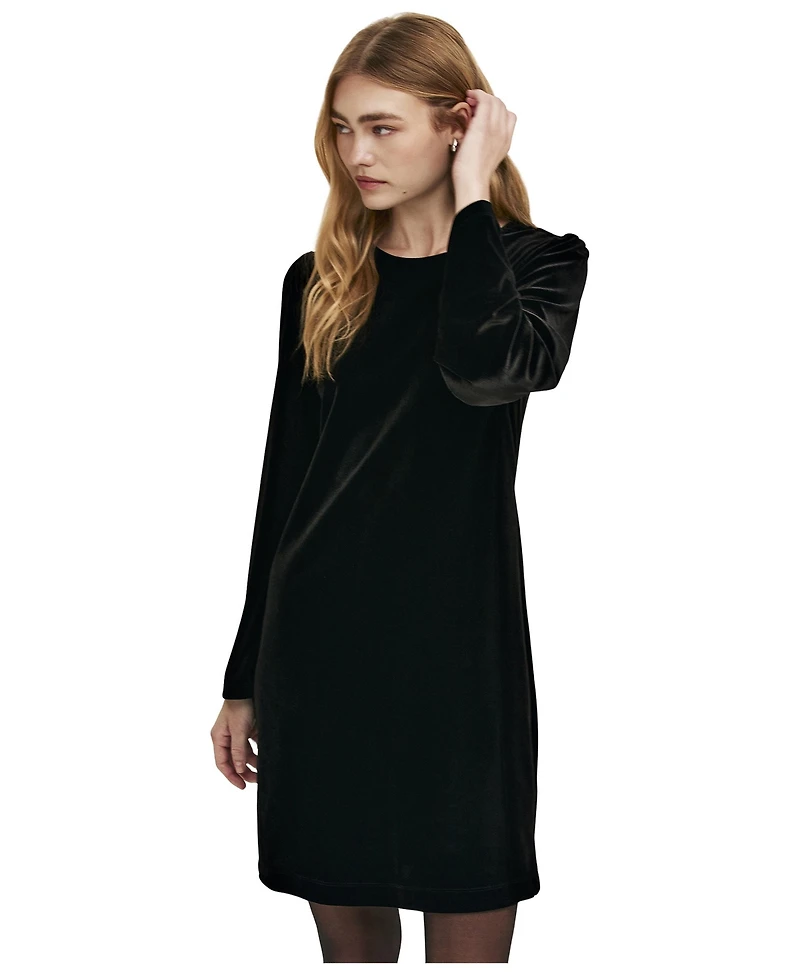 Finery London Women's Hattie Velvet Round Neck Short Dress