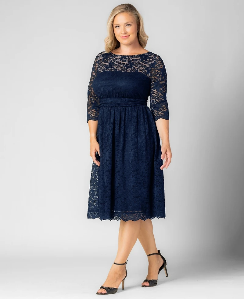 Kiyonna Plus Luna Lace Cocktail Midi Dress