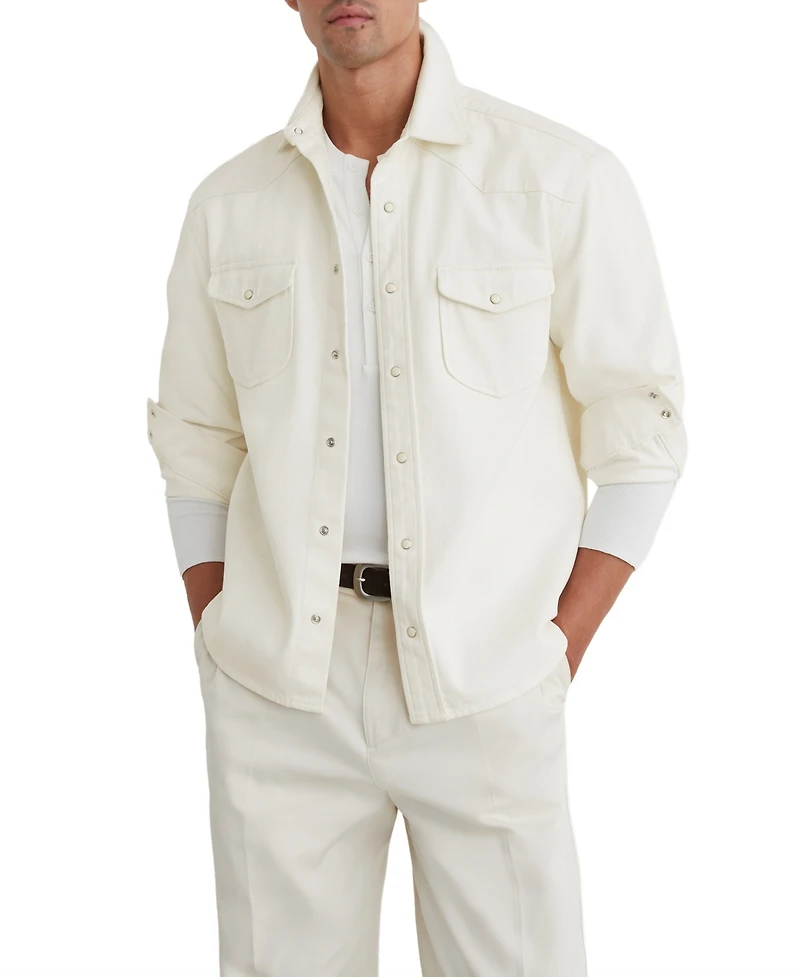 Reiss Men's Finley Denim Western Overshirt