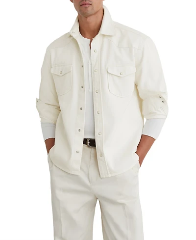 Reiss Men's Finley Denim Western Overshirt