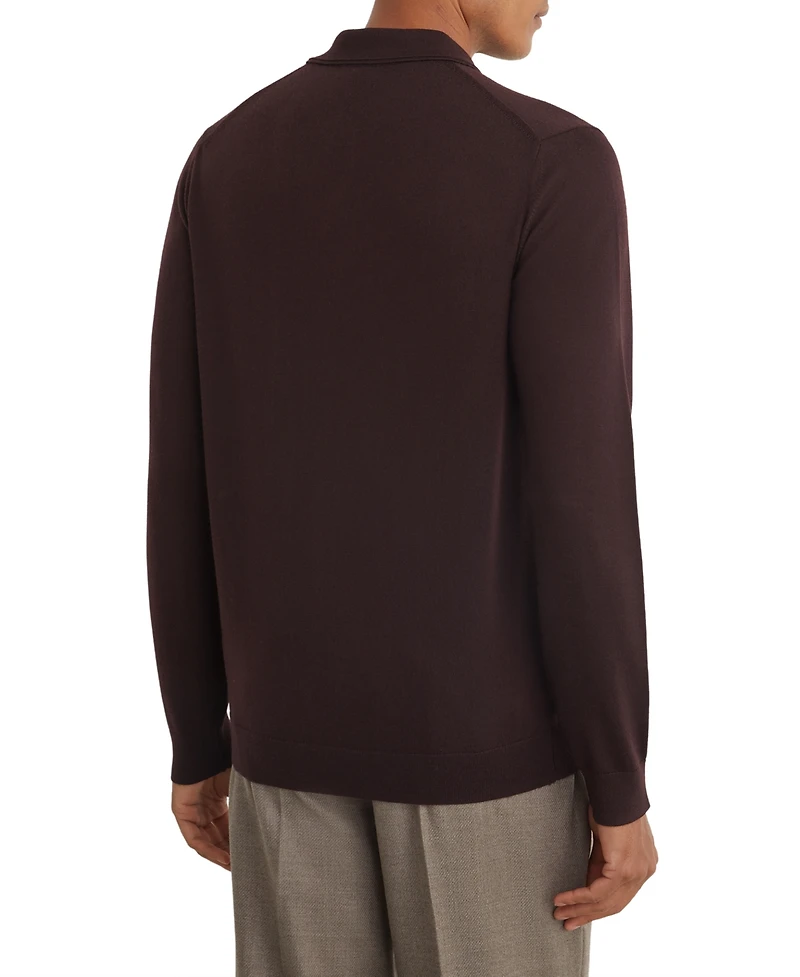 Reiss Men's Trafford Slim-Fit Merino Wool Ribbed Polo Shirt