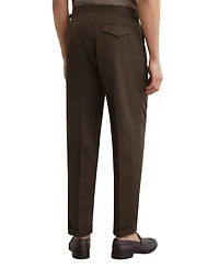 Reiss Men's Com Pleated Tapered-Fit Linen-Blend Trousers Pants