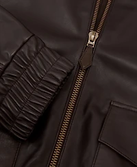 Reiss Men's Trinity Leather Oversized Funnel-Neck Jacket