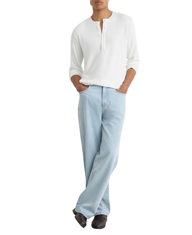 Reiss Men's Francisco Ribbed Regular-Fit Henley T-Shirt