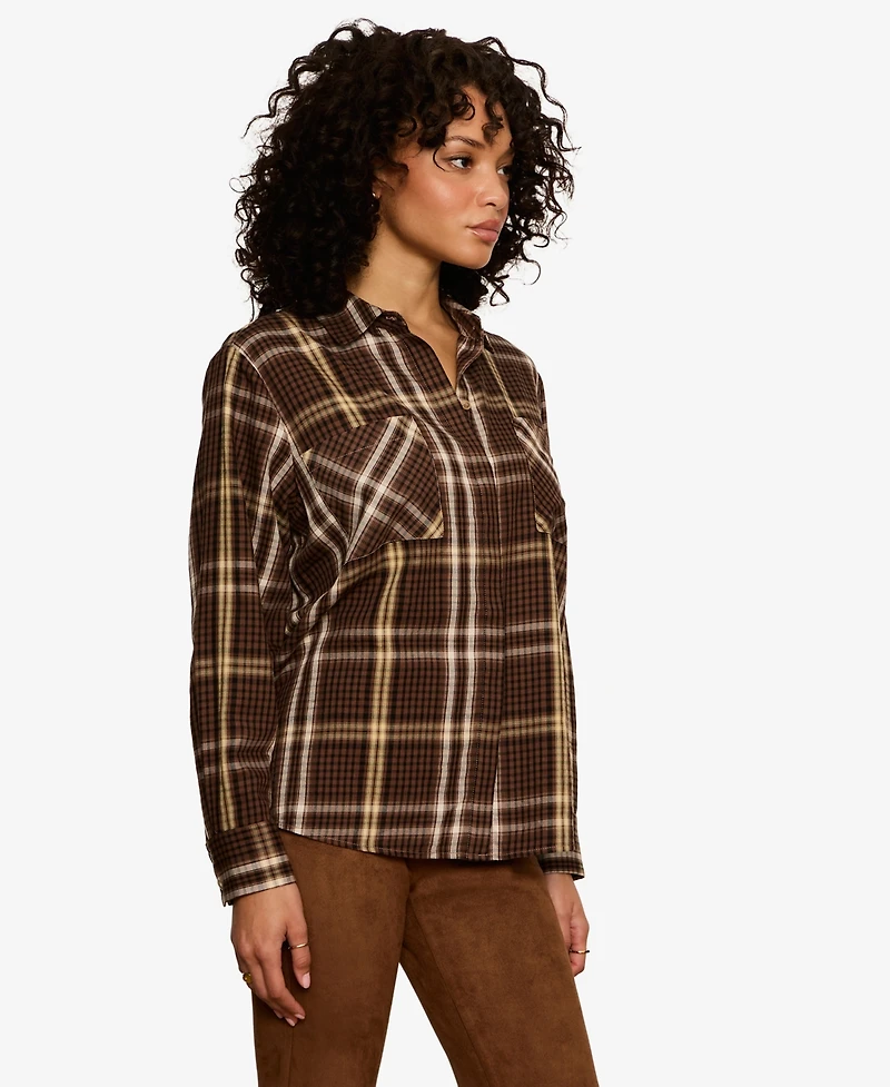 Sanctuary Women's Long-Sleeve Plaid Button-Up Shirt