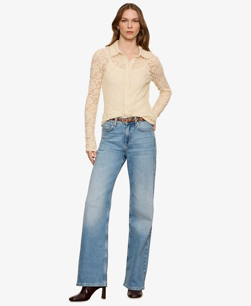 Sanctuary Women's Dreamer Long-Sleeve Lace Blouse