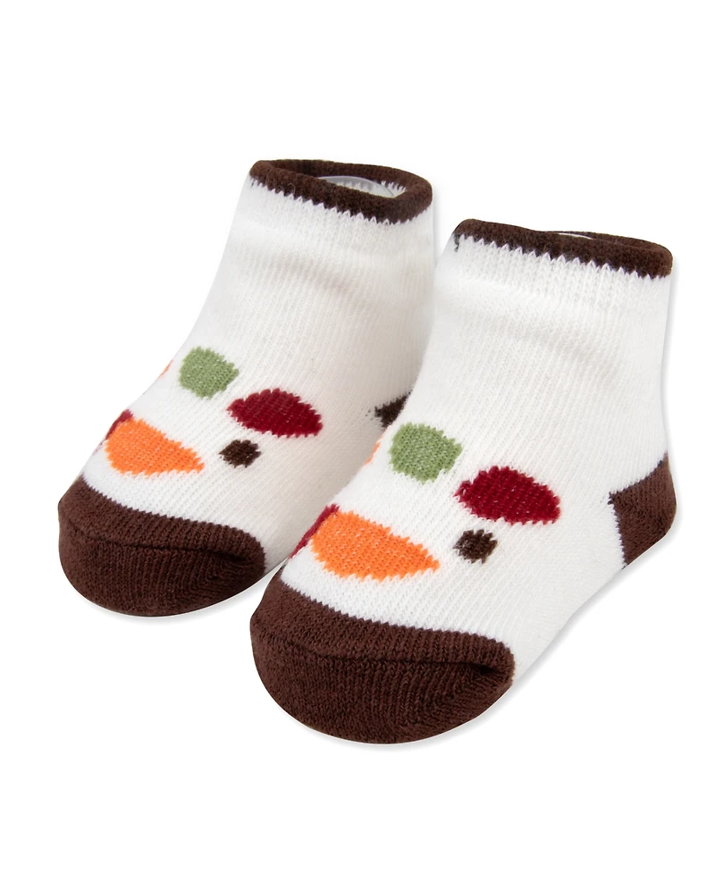 Baby Essentials Baby Boys' and Baby Girls' My 1st Thanksgiving Gingham Check Bib and Socks, 2-Piece Set