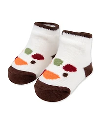 Baby Essentials Baby Boys' and Baby Girls' My 1st Thanksgiving Gingham Check Bib and Socks, 2-Piece Set