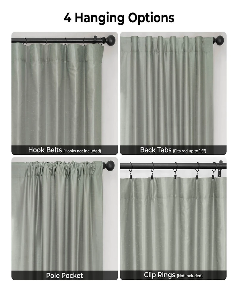 Half Price Drapes Silver Vintage Textured Faux Dupioni Silk Blackout Curtain