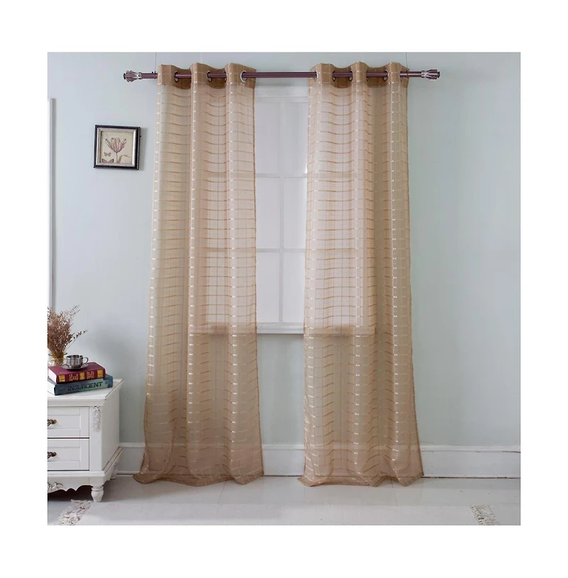 Olivia Gray Wanda Box Voile Grommet Panel Polyester Curtain Panels