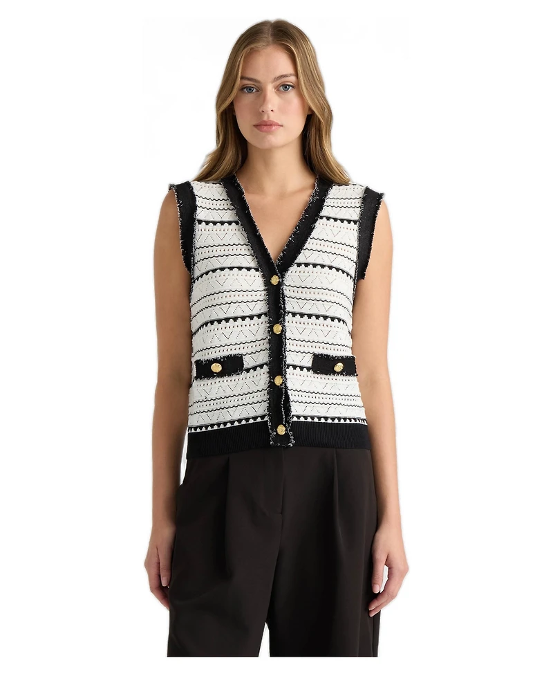 Nvlt Women's V-Neck Button-Front Sleeveless Vest