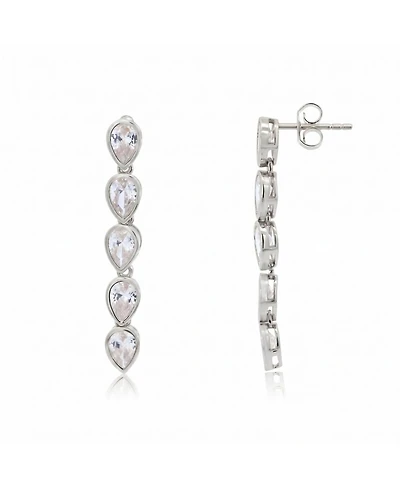 The Lovery Cz Pear Bezel Dangle Earrings