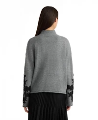 Nvlt Women's Mock Neck Applique Sweater