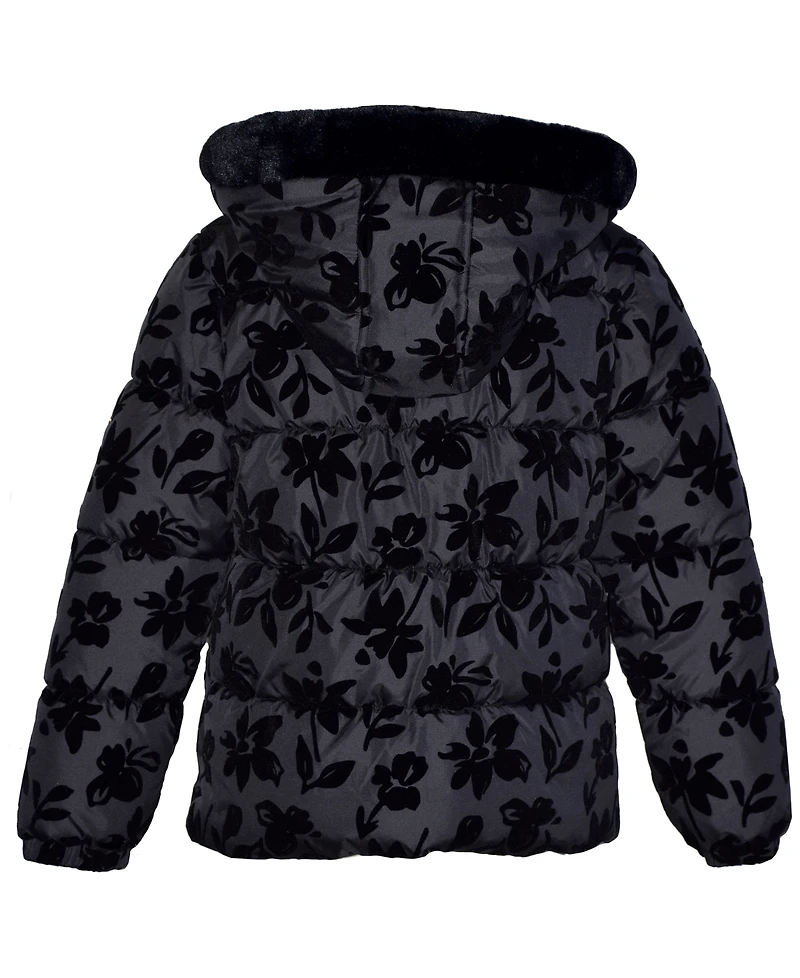 Kensie Girl Girls' 5-16 Floral Flocked Puffer Jacket