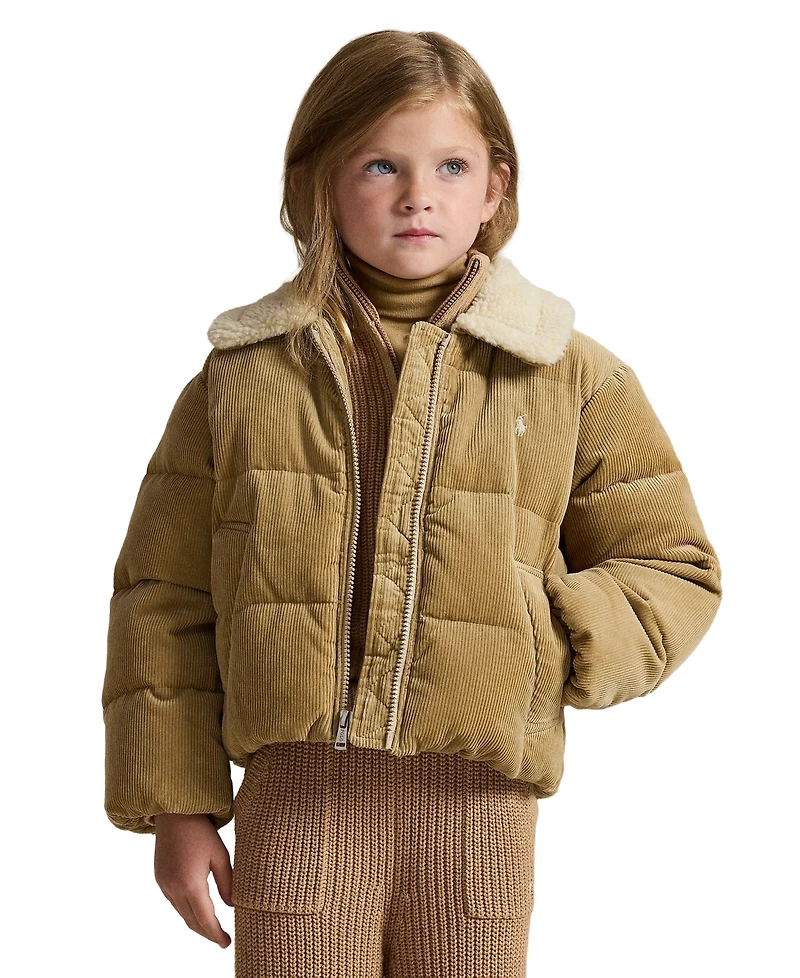 Polo Ralph Lauren Girls' 2T-6X Cotton Corduroy Down Jacket