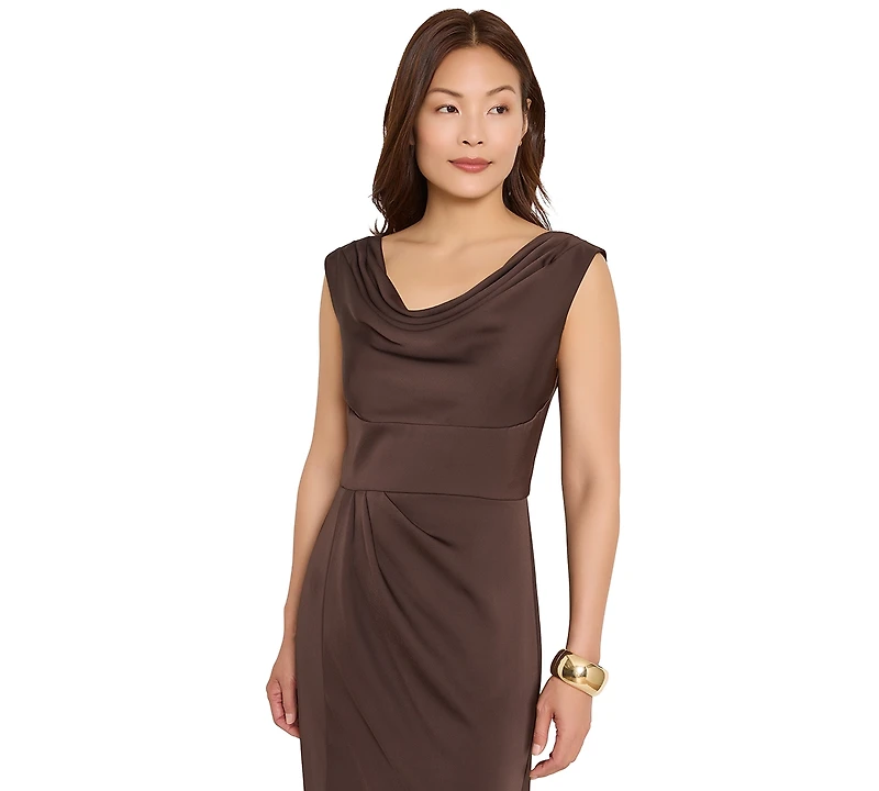 Tahari Asl Women's Sleeveless Cowl Neck Satin Gown