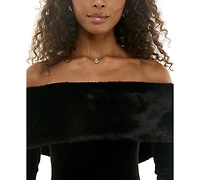 Katia Rae Women's Off-the-Shoulder Long Sleeve Velvet Dress