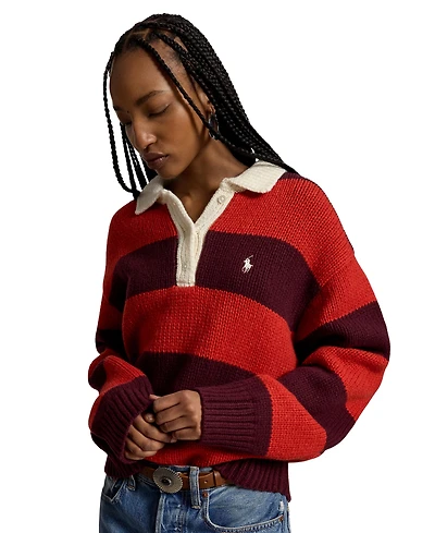 Polo Ralph Lauren Women's Striped Wool-Blend Rugby Sweater