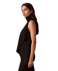 Calvin Klein Women's Drape Front Mock Neck Sleeveless Sweater