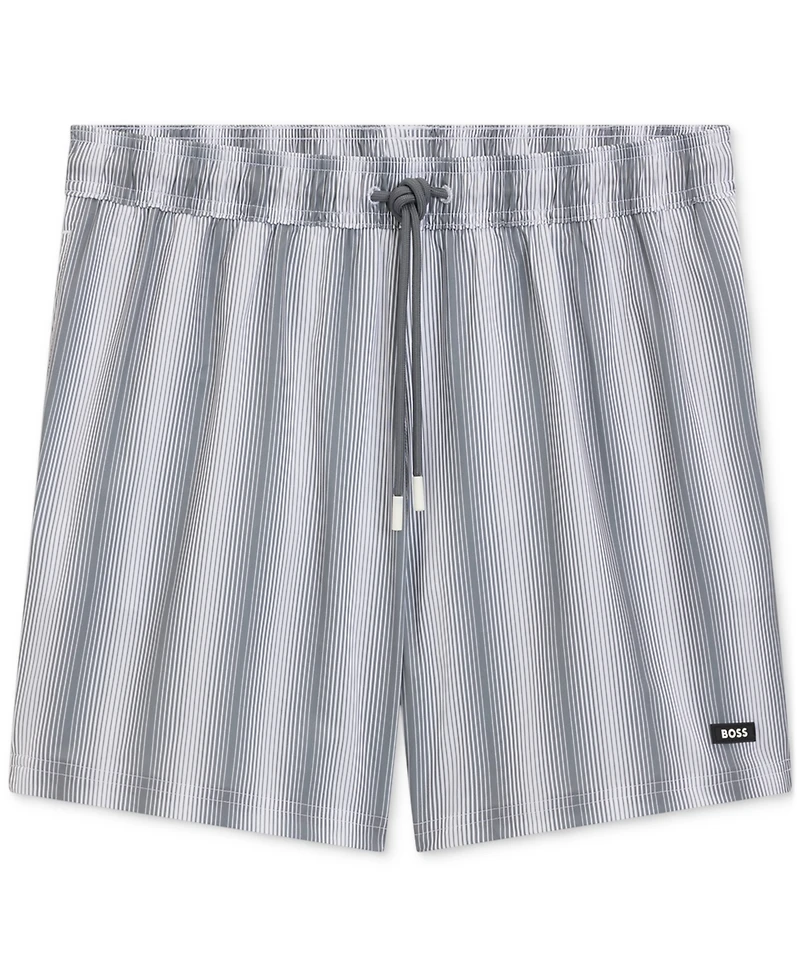Boss by Hugo Men's 5" Flounder Stripe Print Swim Trunks