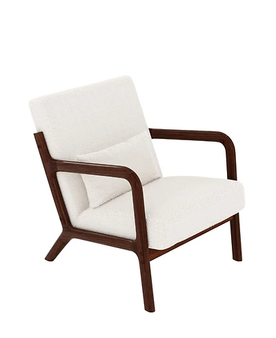 gaomon Mid-Century Modern Accent Chair, Sherpa Upholstery, Armchair with Removable Lumbar Pillow, Sturdy Reading Chair for Living Room, Bedroom