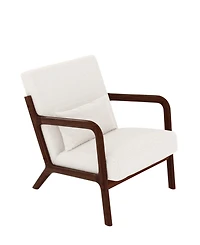 gaomon Mid-Century Modern Accent Chair, Sherpa Upholstery, Armchair with Removable Lumbar Pillow, Sturdy Reading Chair for Living Room, Bedroom
