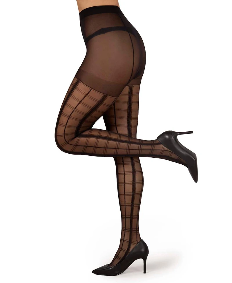 MeMoi Women's Sheer Plaid Tights