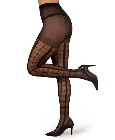 MeMoi Women's Sheer Plaid Tights