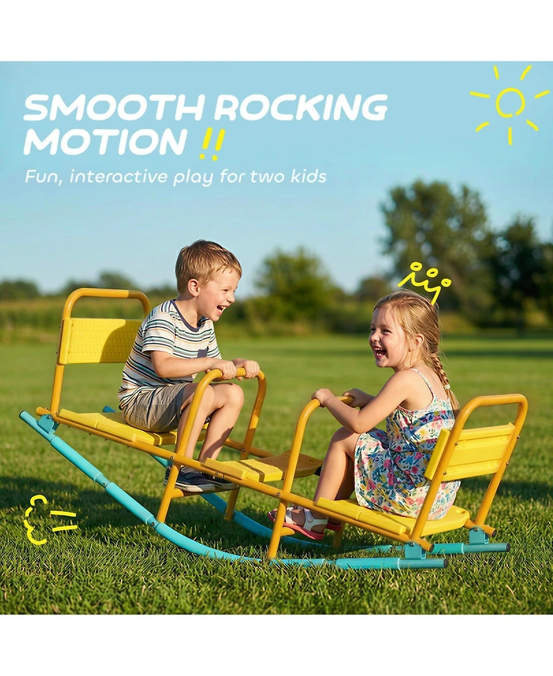 Glintex 2-in-1 Rocking Teeter Totter with Backrest Seats, Steel, 220 lbs Capacity, Ages 3-8