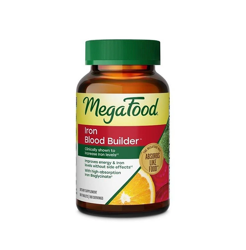 MegaFood Blood Builder Iron Supplement for Women and Men with Vitamin C, B12 and Folic Acid