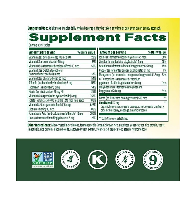 MegaFood One Daily Multivitamin for Women and Men, Immune Support, 180 Ct